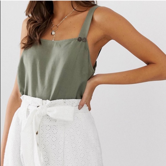 ASOS | Green Linen Button Tank Top 4